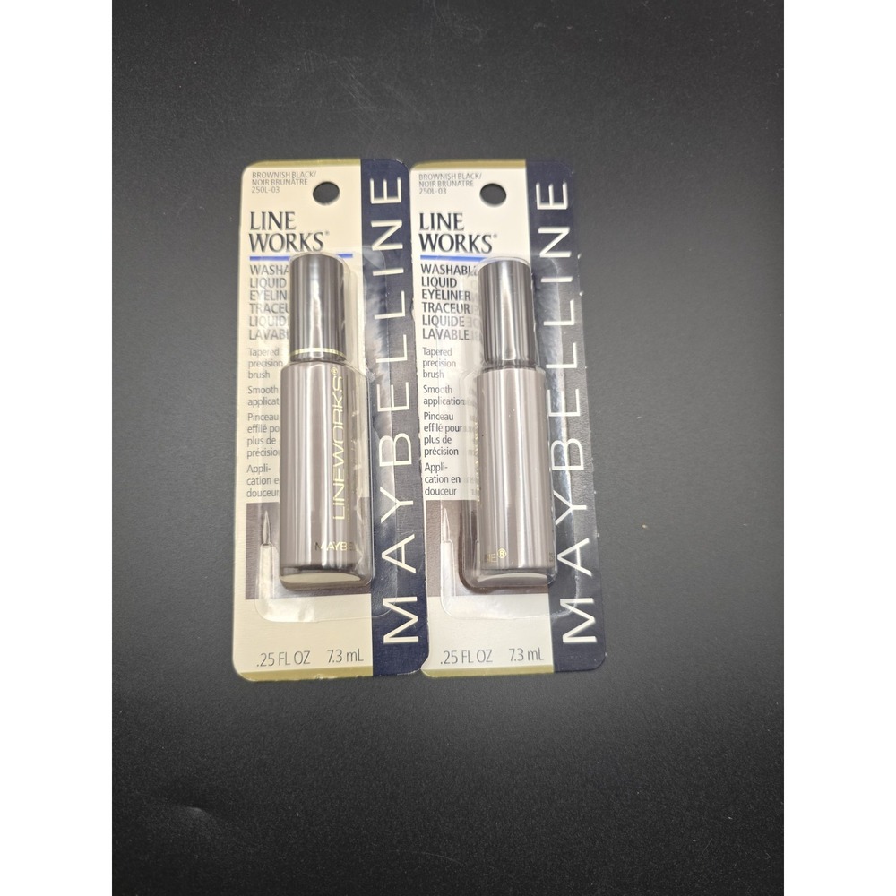 Maybelline Line Works Liquid Eyeliner - Brownish Black 250L-03 - .25 oz Lot (2)